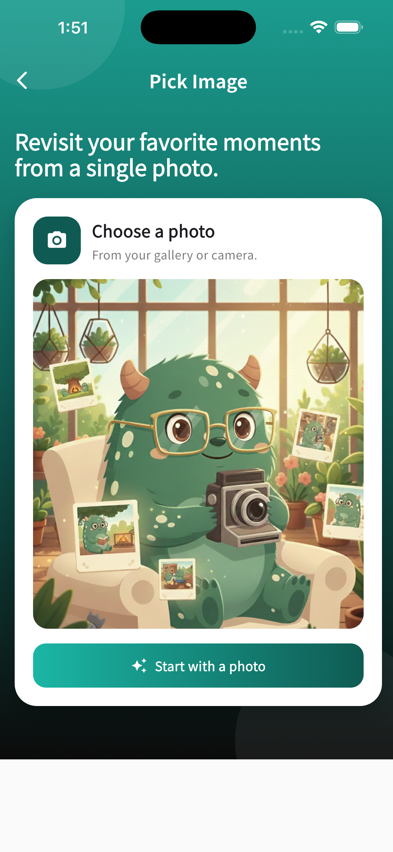 MonsterPin start with a photo screen