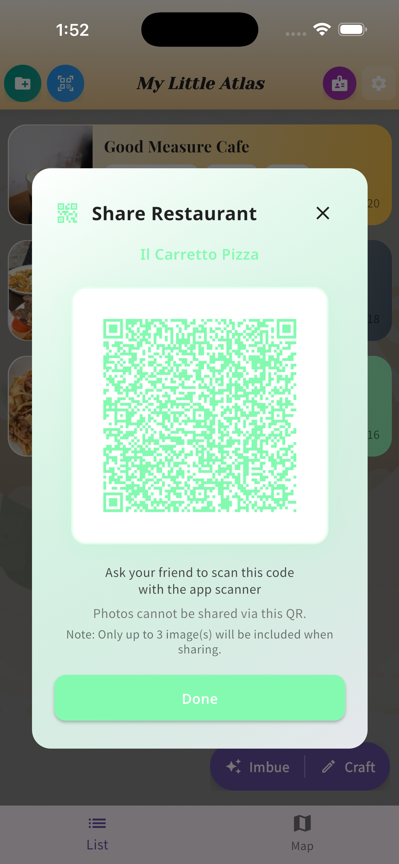 MonsterPin QR sharing screen